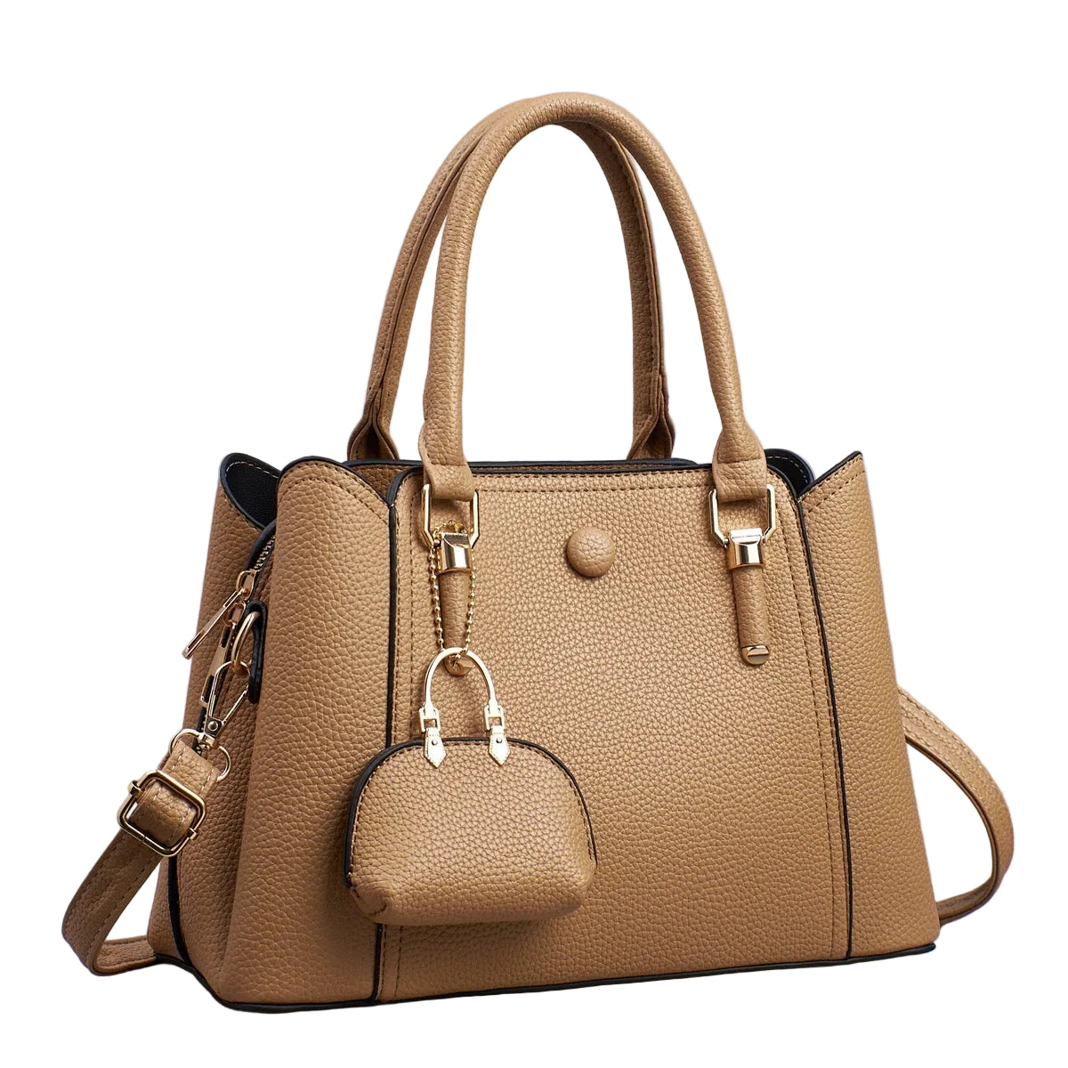 Elegant beige women’s handbag with a spacious interior