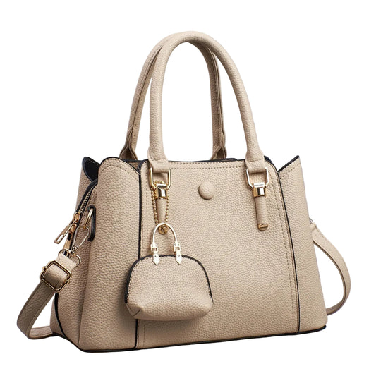 Elegant beige women’s handbag with a spacious interior